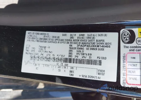 2019 Ford Fiesta St Line from USA, damaged, VIN 3FADP4DJXKM146466